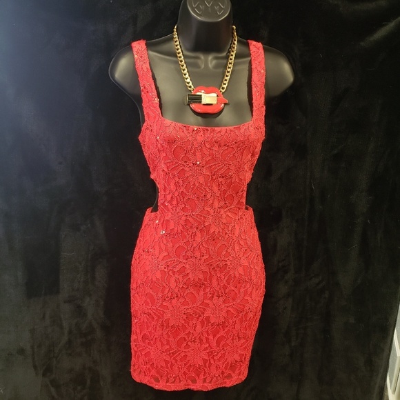 B Darlin Dresses & Skirts - Red Lace/Sequin Cocktail Dress